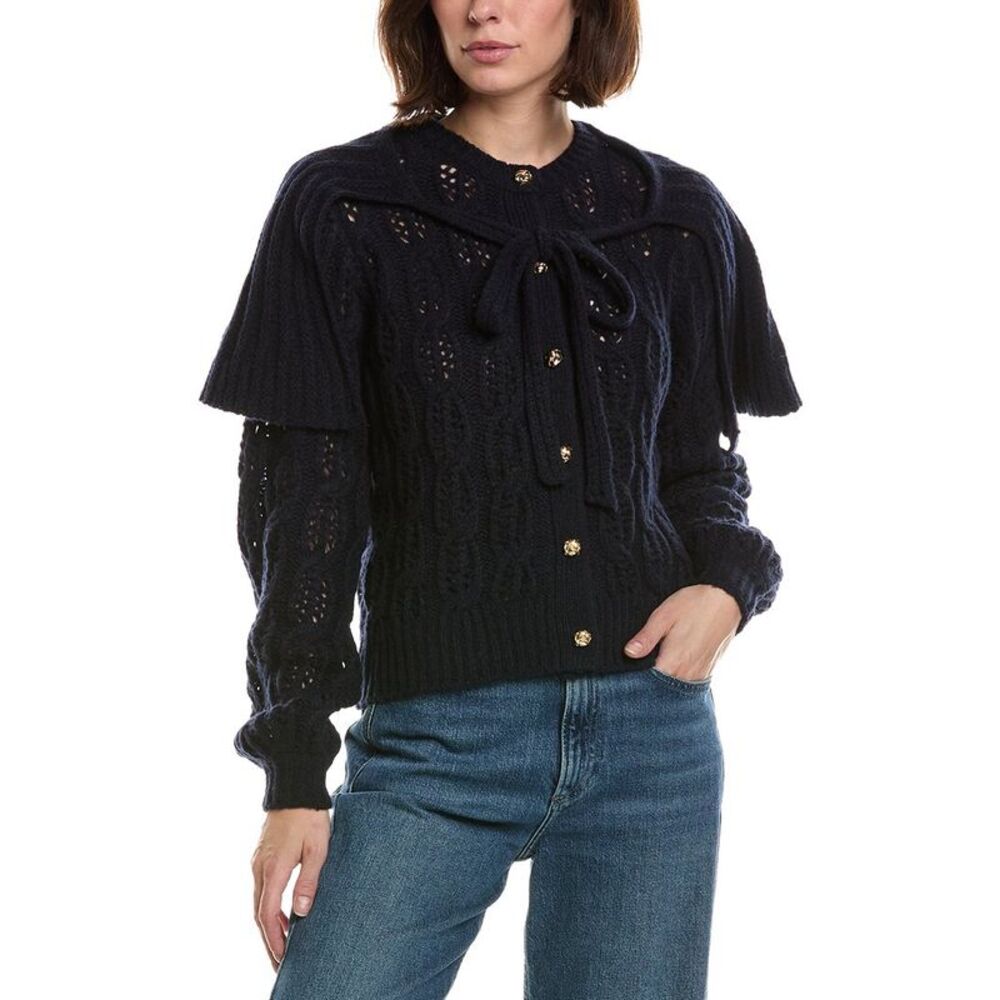 Frame Denim Womens Frame The Cape Wool & Yak-Blend Sweater, Navy